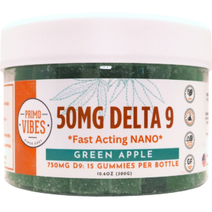 Delta 9 50mg Nano Gummies Green Apple - Primo Vibes