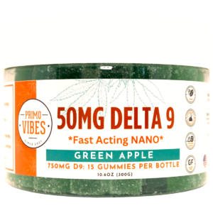 Delta 9 50mg Nano Gummies Green Apple - Primo Vibes